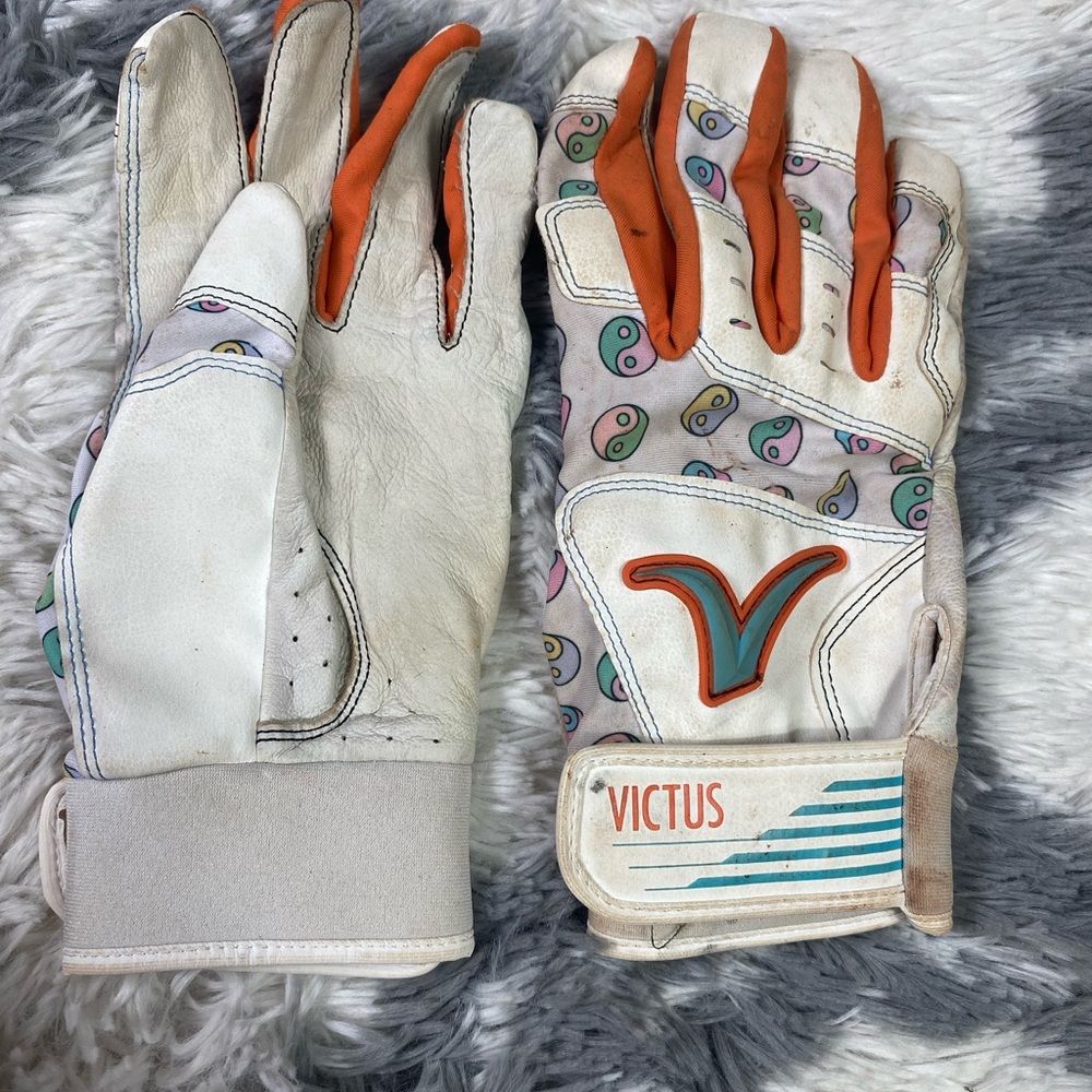 Victus MOG Marucci Baseball/Softball Batting Gloves - White/Orange - Medium